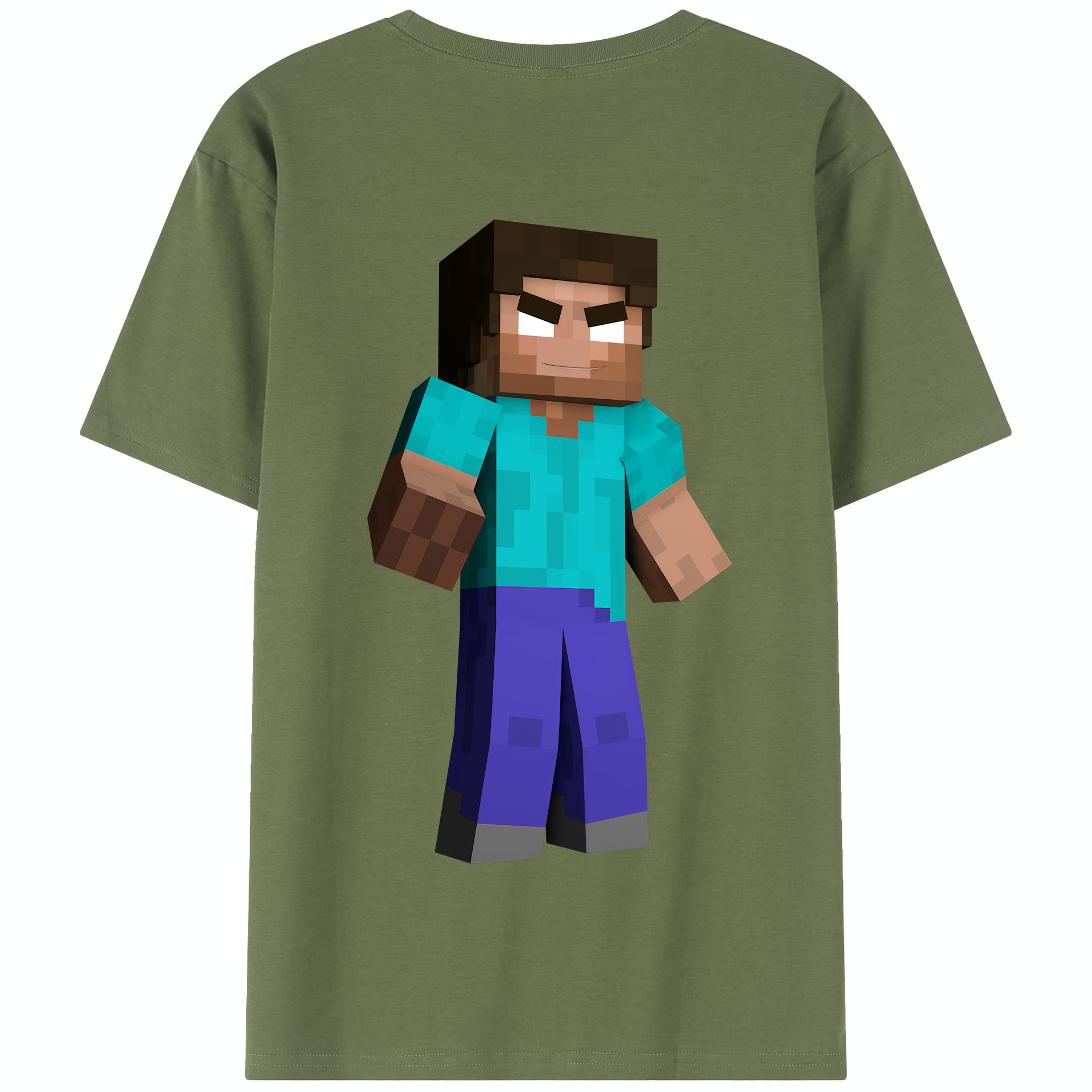 （画像用） マインクラフト ブロックの世界 Minecraft MC Block world 綿100％半袖Tシャツ（背面プリント）